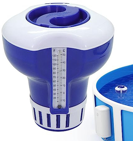 Miake Chlor-Schwimmspender, Schwimmendes Chlor Mit 7 Zoll Durchmesser Und Thermometer, Whirl-Pool-Chlortabletten, Schwimmender Chlorspender Für Innen- Und Außenpools, SPA-Whirl-Pool