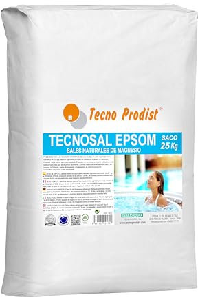 TECNOSAL EPSOM de TECNO PRODIST (SACO 25 KG) Sales de Epsom - sal de baño, tratamiento corporal 100% natural, terapias flotación, baños de inmersión, piscinas.