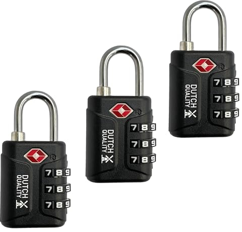 TSA Gepäckschlösser 3 Stücke, Zahlenschloss Vorhängeschloss, Kofferschloss, Mini Padlock, Reiseschloss, Schloss Klein für Koffer, Gepäck, Reisekoffer, Rucksack, Tasche Waffenkoffer, Spind, (Schwarz)