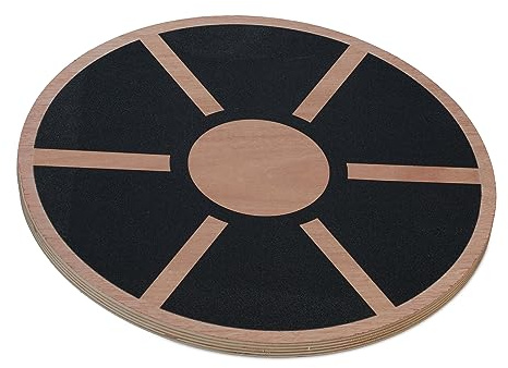 Relaxdays Balance Board, Anfänger & Fortgeschrittene, HxD: 8 x 40 cm, Gleichgewichtstrainer, aus Holz, Natur/schwarz