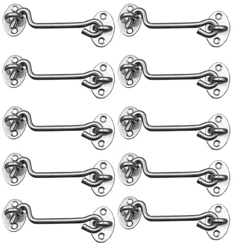 Schürberg 10x Sturmhaken 12cm Edelstahl Fensterhaken Türhaken perfekt für Gartentore, Garagentore, Fensterladen, Klappen | 8 Längen | Edelstahl V2A |