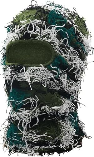 Ezweiji Balaclava Maske, Atmungsaktive und Winddichte Sturmmaske für Ski, Motorrad und Outdoor Aktivitäten, Nylon, Tarnfarbe Grün, für Winter- und Outdoor-Sport