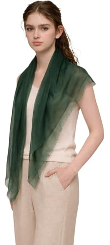 Prettystern Foulard Quadrato in 100% Cashmere 100/100 cm – Sciarpa Leggera Ultra Fine – Elegante Donna Primavera Estate verde scuro