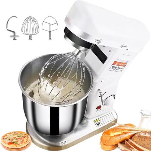 ylpddmm Batidora Amasadora Repostería Profesional，500W Bajo Ruido amasadora de Pan，con Bol de Acero Inoxidable de 7L,Amasador, Batidor, Varillas,3 Velocidades Batedeira Bolos