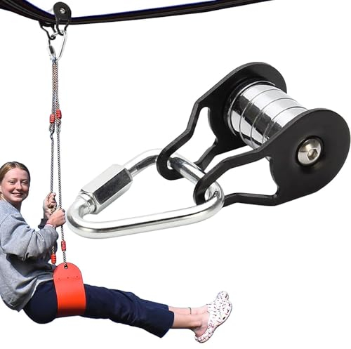 Ruhnjyg SlacklineSlider Zipline Kit Für Kinder, Pulley Monkey Bar Lässt Sich An Jeder SlackLineBefestigen, KinderSlacklineZipline Kit Outdoor Hinterhof Zip LineSpaß Riemenscheibe + Haken