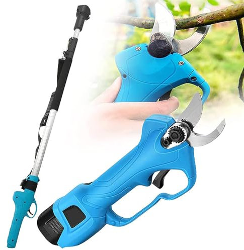 Jrcfnss Cesoie da potatura elettriche, cesoie da giardino Senza fili, cesoie da potatura telescopiche Con 2 Batterie, adatte per la potatura di Giardini e rami alti