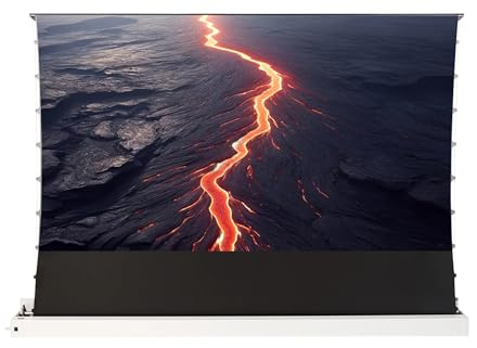 celexon HomeCinema Plus CLR UST Écran de Projection motorisé 92 Blanche | 203,7x114,6 cm 16:9 | Écran encastrable et enroulement à Ciseaux au Sol 8K/Full HD pour projecteurs à Ultra-Courte focale
