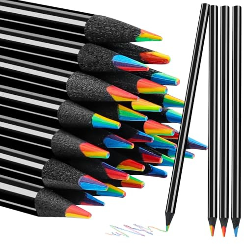 Gelanty Regenbogenstifte, 12 Stück 7 in 1 Buntstifte Stifte, Regenbogenstift Holzstifte Farbstifte für Kunst, Zeichnen, Färben, Skizzieren Mitgebsel, Kleine Geschenke