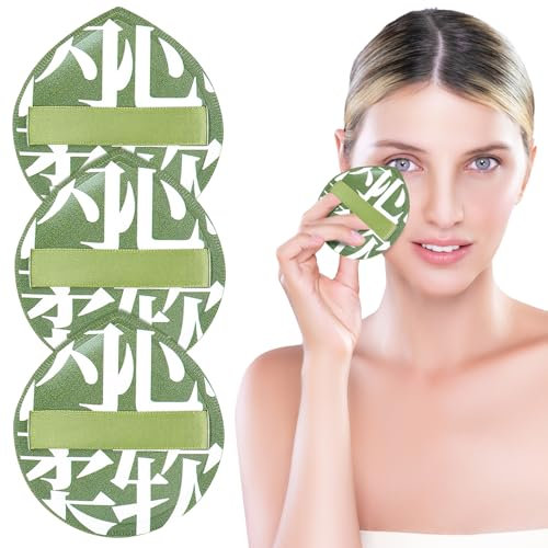 Spugna Grande per Trucco, 3 Piumini Super Morbidi per Applicare Rapidamente il Trucco in 3 Secondi, Spugne per Pittura Viso, Spugne per Fondotinta, Cipria in Polvere (Verde)
