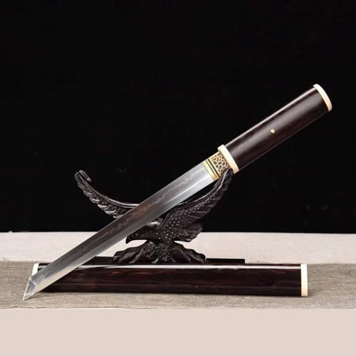 51 cm mit Ebenholzscheide,handgefertigtes Wakizashi,Kurzschwert aus T10-Stahl,Japanisches Trainings-Wakizashi,handgefertigtes echtes Katana,für Iaido,Kendo,Cosplay,Geschenke,Selbstverteidigung