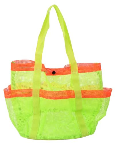 BRIGHTFUFU Portable Mesh Beach Bag Inner Zipper Pouch Capacity Tote for Travel Swim Gear and Outdoor Activities for Women and Families