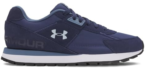 Under Armour Men's Essential Runner, Lightweight and Breathable Running Trainers with Suede Overlays, Men's Trainers with Rubber Outsole for Traction,Washed Navy / Nu Blue / Blue Calm,9