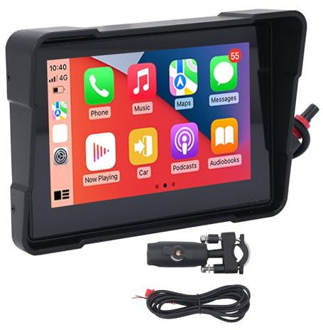Motorcycle Screen, Dual Bluetooth, 5in Water proof Touchscreen, Portable Wireless/Android Auto GPS Navigation, for Motorcycles/Motorbikes