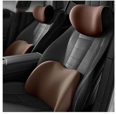 LPOJUHBSWAR Auto Lendenkissen Nackenkissen Kit für Suzuki Swift Hatchback (AZG) 2.Gen 5-Door 2013-2025, Autositze Kopfstütze Lendenwirbelstütz Rückenstütze Kissen Zubehör,B/Coffee Color