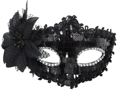 SRZYMJ Schwarz Karnevalsmaske Spitze Maske, Venezianische Maske Spitze Damen, Schwarz Sexy Lace Augenmaske für Frauen, Augenmaske Maskerade Maske für Halloween Karneval Abendkleid Tanz Ball Party
