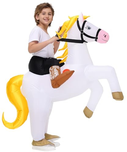 Poptrend Aufblasbare Pferd Kostüme, Aufblaskostüm für Erwachsene, Männer und Frauen, Halloween-Kostüme, Reitkostüm, aufblasbares Kostüm für Kinder, Cosplay-Party