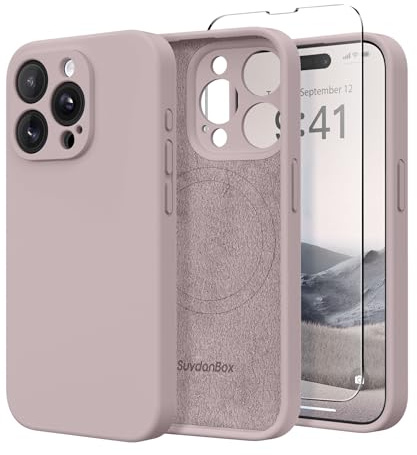 SuydanBox Magnetische Hülle für iPhone 12 Pro Max, kompatibel mit MagSafe, [Vollständiger Kameraschutz] [Displayschutzfolie] Stoßfeste Silikon-Schutzhülle für iPhone 12 Pro Max 6,7 Zoll, Haselnuss | Fit für MagSafe, Displayschutzfolie, Vollkameraschutz, Silikon, stoßfeste Schutzhülle für iPhone 12 Pro Max