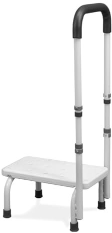 Gradino per Vasca da Bagno con Maniglia, Regolazione Dell'altezza su 5 Livelli, Aiuto all'ingresso per Anziani, Sgabello per Letto, Cucina, Vasca da Bagno, Capacità di Carico Fino a 180kg