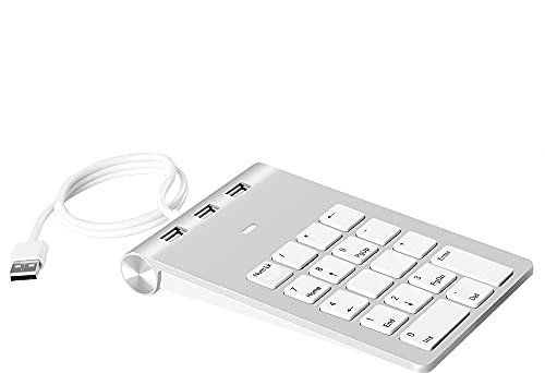 Orolotay Mini Numeric Tastenfeld Tastatur 18Tasten Numerischer SchlüSsel Pad Numpad Nummern Block mit 3 Ports USB Hub für Laptop Desktop PC