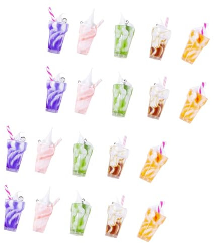 Holibanna 20stücke Mini Eiscreme Becher Charms Aus Kunststoff Für Schmuckherstellung Schlüsselanhänger Diy Deko Und Ohrringe Farbige Anhänger
