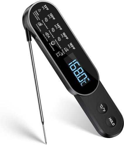 Termometro cocina Lectura instantánea de 0.5s, Meat thermometer con precisión de ±0.3 ℃, Termometro Carne Inalámbrico Resistente al agua IP67 Para cocina, parrilla, barbacoa