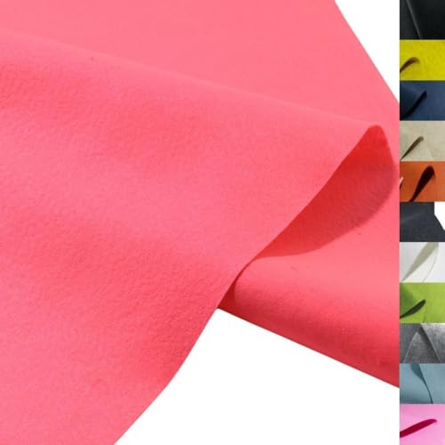 TOLKO 1m Bastelfilz leichter Filzstoff Meterware | 1,5 mm dick | Filzmatte Untersetzer Dekofilz Taschenfilz zum Nähen und Basteln | 92 cm breit | Nadelfilz Filz Meterware (Neon Pink)
