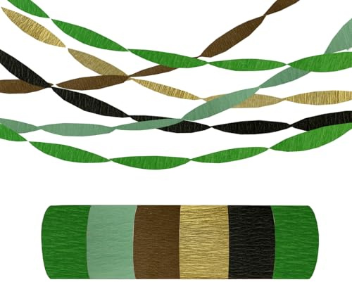 Grüne Geburtstagsparty-Dekorationen, 6 Rollen Krepppapier-Luftschlangen für Geburtstag, Spielparty