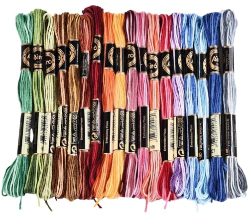 CABODYALS 18 Knäuel 6 Stränge Buntes Stickgarn Regenbogen Farbverlauf Kreuzstichgarn Freundschaftsarmbänder Garnfäden Schnur Masse Zum Handnähen Schmuckbasteln Armbänder DIY
