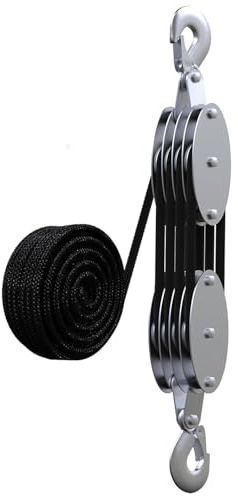 Flaschenzug Klein mit Seil, Maximale Tragfähigkeit 400KG,4 Runden Einstellbare Seil Ratsche mit 20M Nylon Seil, Heberolle für Boots wagen Anhänger Caravan Marine (schwarz)