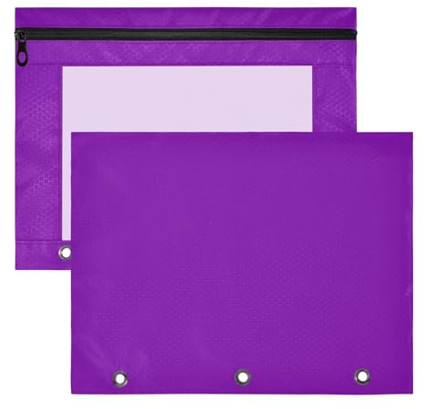 Pansy 3 Ring Pencil Holder Pouch School Office Supplies, Set of 2