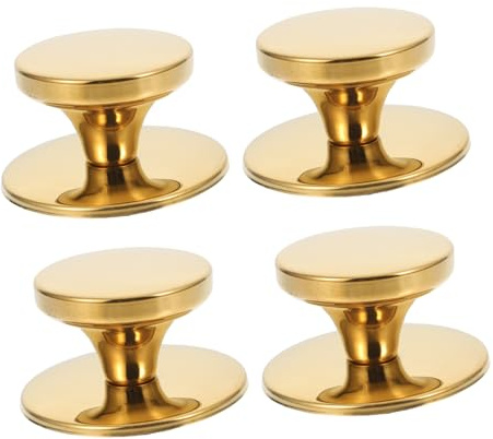 CLISPEED Heat-Resistant Stainless Steel Pot Lid Knobs Replacement Handles 4pcs with Golden Finish for Soup Pot Lids Kitchen Use