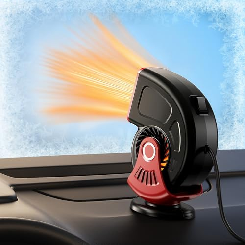 NIFBANG Auto Heizung,12V 150W Tragbare Auto Heizlüfter mit 2 in 1 Heizung und Kühlung,360° Drehbar Schnelleheizung Autoheizung Fenster Entfroster Demister, die in Stecker Zigarettenanzünde(Rot)