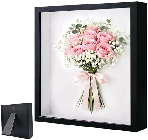 Cornice Portafoto 3D, Cornice Profonda da Riempire 30 x 30 cm, con Lastra Acrilica Trasparente, Cornice per Oggetti 3D Più Profonda di 3 cm, Cornice Quadrate, per Foto, Collage, Bouquet, Nero