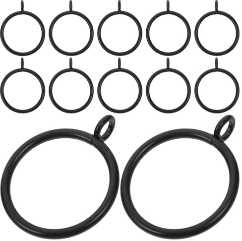 Cabilock 40 Anillas Metálicas para Cortinas con Ojales Aro Negro de 38 MM de Diámetro Interior Anillas de Hierro Resistentes para Barras Romanas y Cortinas de Ducha Accesorios