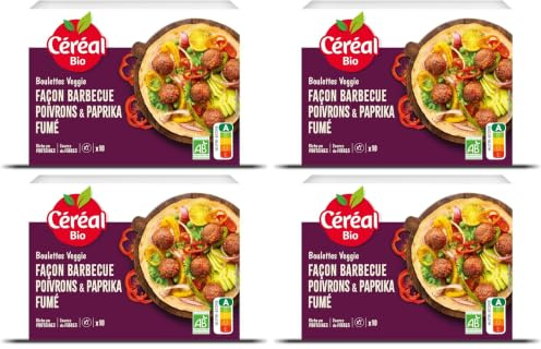 Céréal Bio Boulettes Veggie Paprika Fumé – Boulettes Végétales Bio au Soja & Épices Fumées – Végan, Gourmandes, Prêt en 6 Min – 175g (10 boulettes) (Lot de 4)