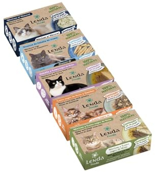 Lenda Foodie Cat - Pack 5 x 120gr Comida Humeda para Gatos Natural - Sabores Variados - Adultos Jovenes y Senior - Alimento para Gatos Esterilizados en Caldo - Hipoalergenica y Sin Cereales