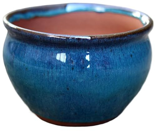Grtheenumb Maceta|Macetas violetas africanas, macetas Redondas de cerámica de 5, 5 Pulgadas, Maceta Azul caribeña para orquídeas, Flores, Hierbas, Cactus