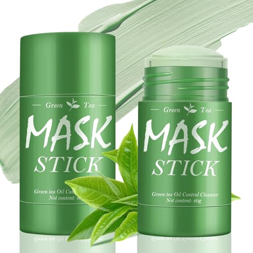 2 Piezas Mascarilla En Barra De Té Verde, Green Mask Stick, Limpieza Profunda y Eliminación de Puntos Negros, Facial Purificante, Ajuste del Equilibrio Grasa, Grasa Y Mixta Skin Care
