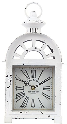 Lily's Home Vintage inspirerad lykta Grand Central New York City tågstation-stil mantelklocka, tyst icke-tickande med kvartsrörelse, passar med viktoriansk eller antik inredningstema (33/4 tum hög)