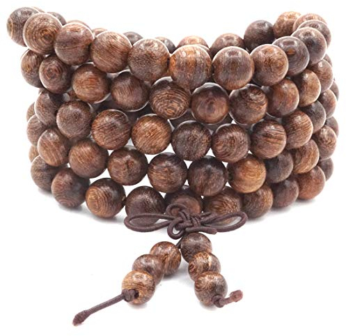 8MM 108 Gebetskette Mala Armband Natur Gold Sandelholz Tibetischen Buddha Meditation Halskette / Armband
