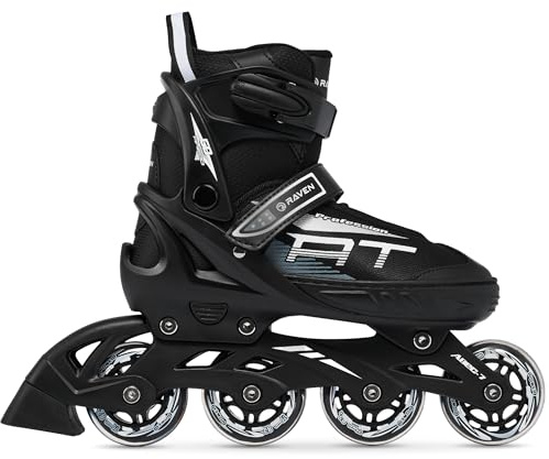 RAVEN Profession Pattini in linea Inline Skates per bambini e adulti OPZIONALE 2in1 con Pattini da ghiaccio regolabili (Black senza pattini, 35-39 (23cm-25,5cm))