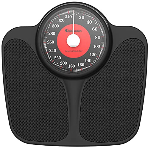 Adamson A23 Scales for Body Weight - Up to 350 LB - New Version - Anti-Skid Rubber Surface Extra Large Numbers - High Precision Bathroom Scale Analog - Durable with 20-Year Assurance