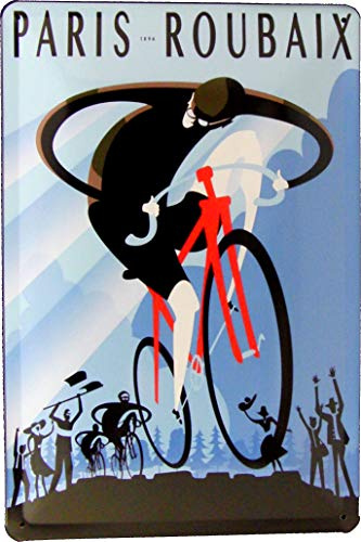 Blechschild 20x30 Radsport Rennrad Paris Roubaix 1896 im Retro Vintage Nostalgie Plakat Design Fahrrad Straßen Rennen Peloton
