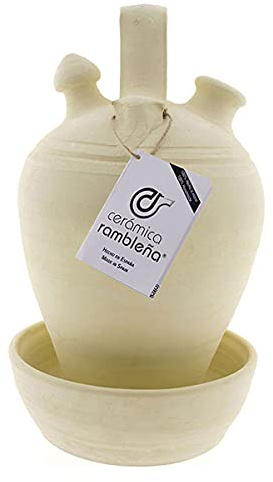 CERÁMICA RAMBLEÑA | Base de cruche en terre cuite traditionnelle Vuelta de La Rambla (Córdoba) | 100% fait main | 4 litres | Écho | plaque incluse