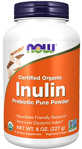 Now Foods, Certified Organic Inulin, High Dose, 227g Vegan Powder, Lab-Tested, Soy Free, Gluten Free, Non GMO, Vegetarian