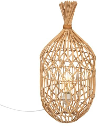Atmosphera - Lampe à poser Milou - rotin et métal H55 cm