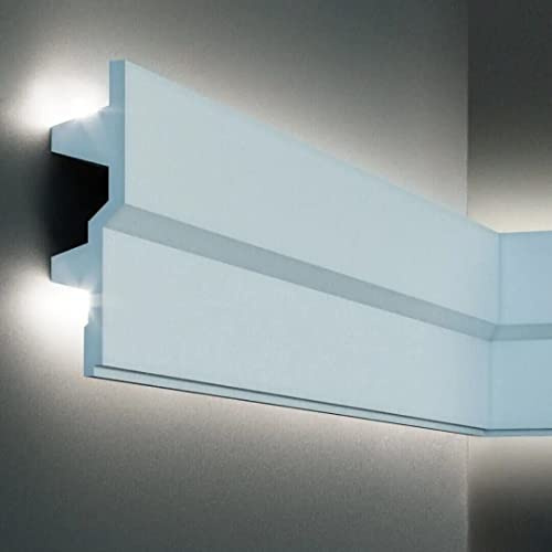 PROVISTON | Lichtleiste | Indirekte Beleuchtung | Deckenleiste | 40 x 150 x 2000 mm | Polyurethan | Weiß | Hochwertig | Stuckleiste | Modern | Robust | Langlebig | Stoßfest | 2 Meter