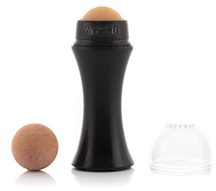InnovaGoods Vulkan-Gesichtsroller, mattierend, absorbiert Fett, entfernt Glanz, Naturstein, umweltfreundlich, inklusive Ersatzkugel, Schwarz, Erde