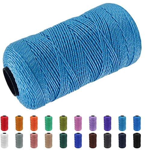 CAMAL Braided Nylon String 3 Strands 1.5mm x 218 Yards Twisted Twine Rope Mason Line String for Gardening Making, DIY Arts Projects, Christmas Decoration, Hanging Ornaments (Sky Blue)