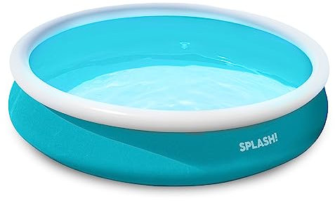 SPLASH! 10ft Inflatable Swimming Pool – Quick Set Garden Paddling Pool with Double Vinyl Wall, Hose Adaptor, Safety Valve & Repair Patches – Outdoor Summer Water Fun for Kids & Adults